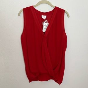 Parker poppy color silk open draped back